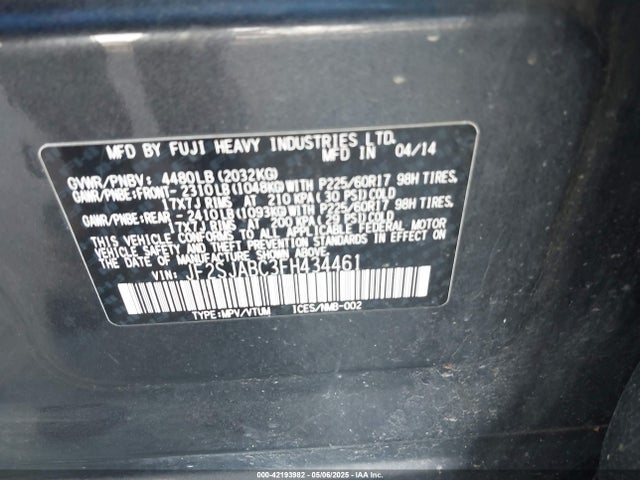 JF2SJABC3FH434461 Subaru Forester 2.5i