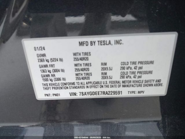 2024 TESLA MODEL Y 7SAYGDEE7RA229591 Photo 8