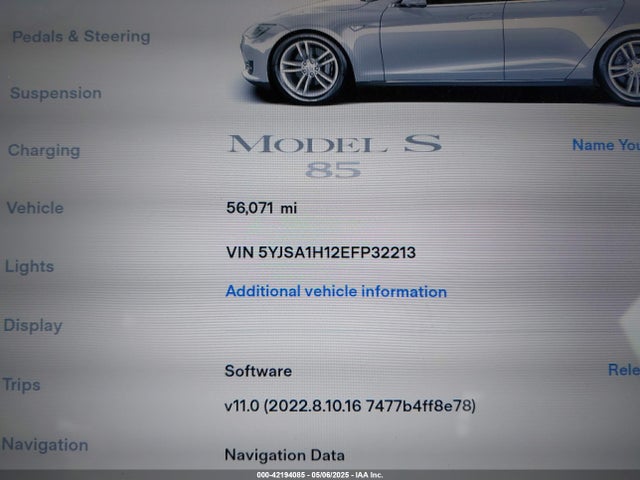 5YJSA1H12EFP32213 Tesla MODEL S
