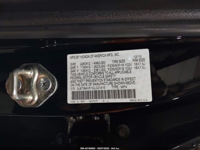5J8TB4H51GL021416 Acura Rdx Technology   Acurawatch Plus Packages/technology Package