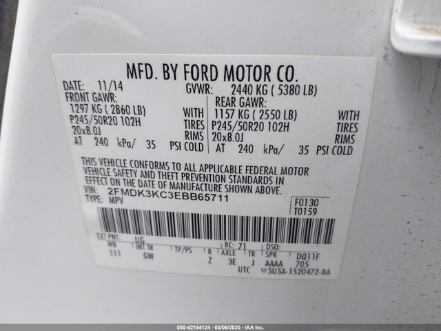 2FMDK3KC3EBB65711 Ford Edge Limited