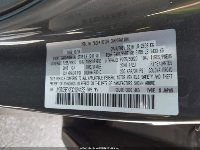 2016 MAZDA CX-9 JM3TCBEY2G0124433 Photo 8