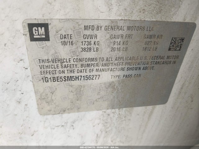 1G1BE5SM5H7156277 Chevrolet Cruze Lt Auto