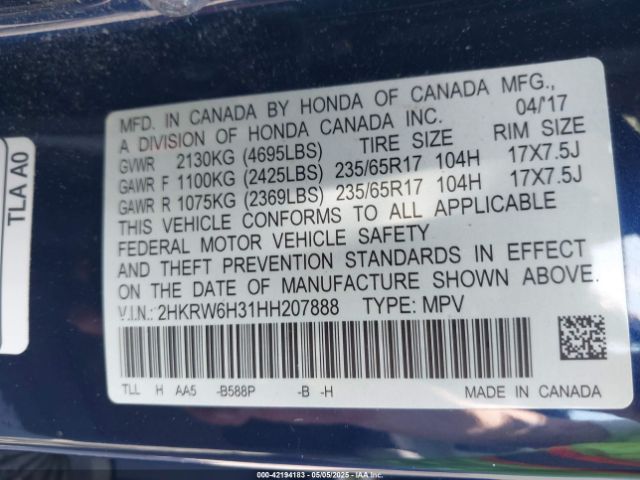 2017 HONDA CR-V 2HKRW6H31HH207888 Photo 8