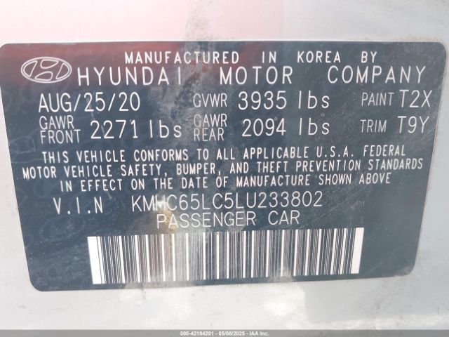 KMHC65LC5LU233802 Hyundai gdi kappa