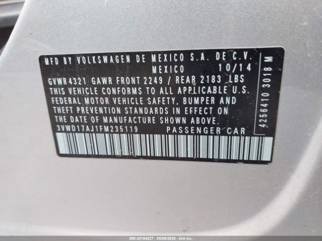 3VWD17AJ1FM235119 Volkswagen Jetta 1.8t Se