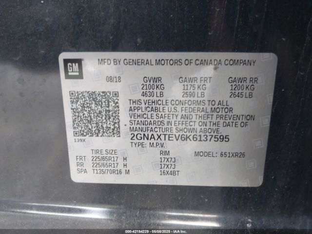 2019 CHEVROLET EQUINOX 2GNAXTEV6K6137595 Photo 8