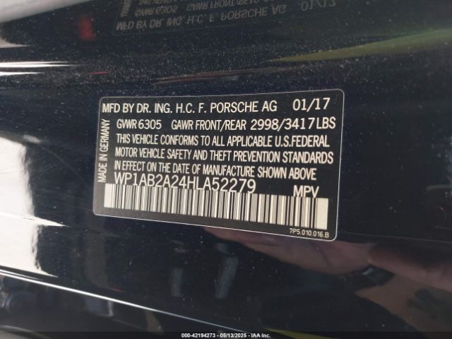 2017 PORSCHE CAYENNE WP1AB2A24HLA52279 Photo 8