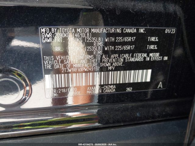 2T3W1RFVXPW249197 Toyota Rav4 Xle
