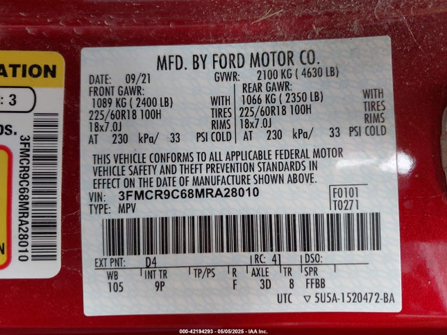 3FMCR9C68MRA28010 Ford dragon
