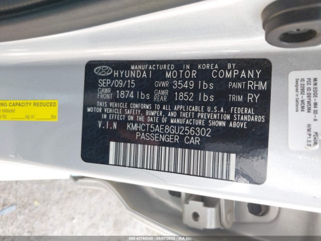KMHCT5AE8GU256302 Hyundai ACCENT SE