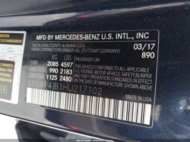 55SWF4JB1HU217102 Mercedes-Benz C 300 Luxury/sport
