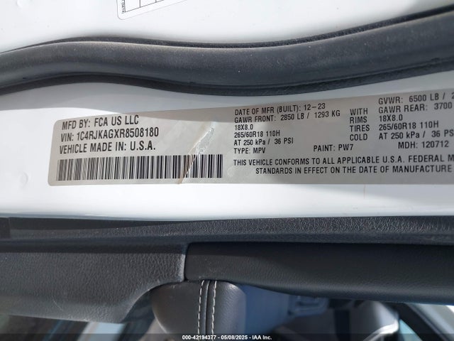 1C4RJKAGXR8508180 Jeep GRAND CHEROKEE L
