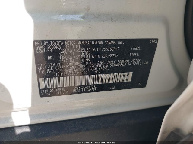 2T3H1RFV3SC311980 Toyota RAV4 LE