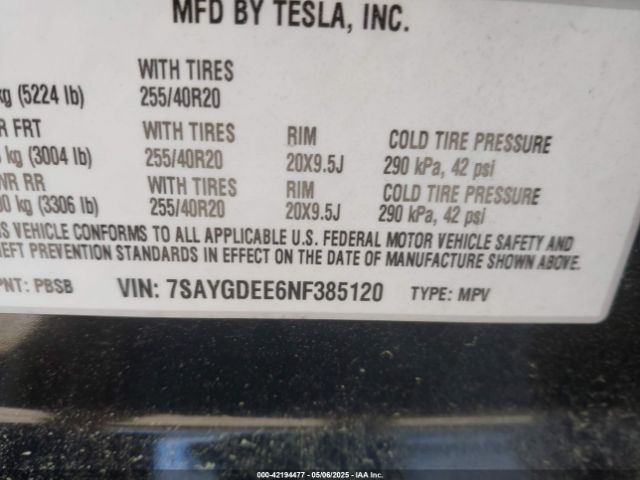 2022 TESLA MODEL Y 7SAYGDEE6NF385120 Photo 8