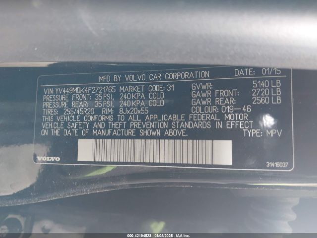 YV449MDK4F2721765 Volvo Xc60 T6