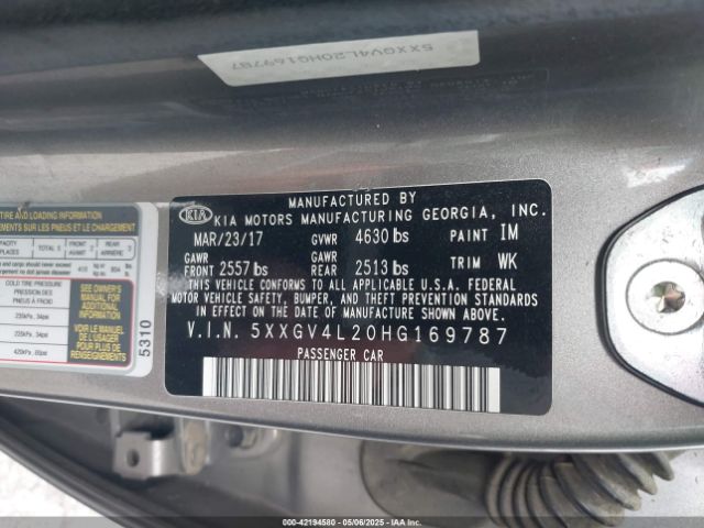 5XXGV4L20HG169787 KIA Optima Sxl Turbo