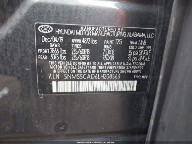 5NMS5CAD6LH208563 Hyundai gdi theta ii