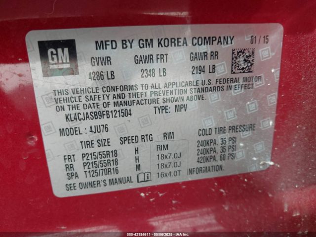 KL4CJASB9FB121504 Buick Encore
