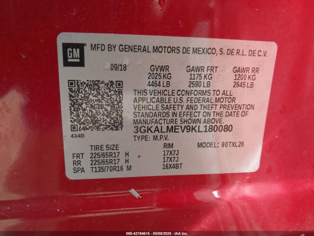 3GKALMEV9KL180080 GMC Terrain Sle
