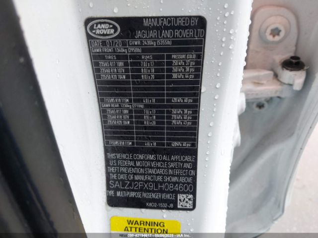 2020 LAND ROVER RANGE ROVER EVOQUE SALZJ2FX9LH084600 Photo 8