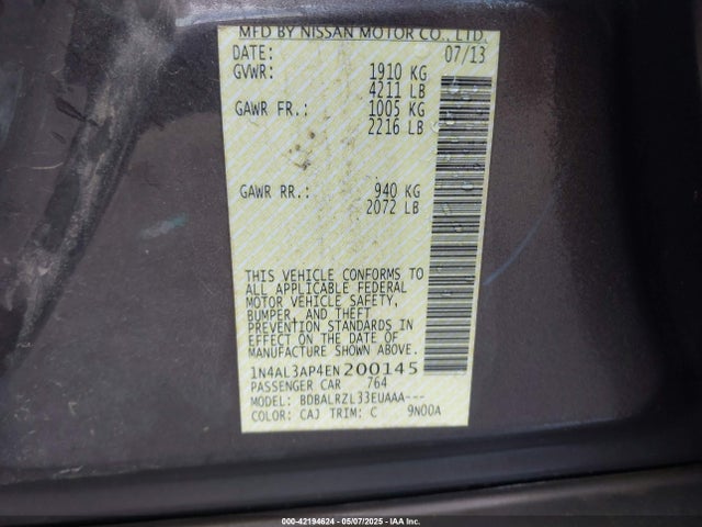 1N4AL3AP4EN200145 Nissan Altima 2.5 S
