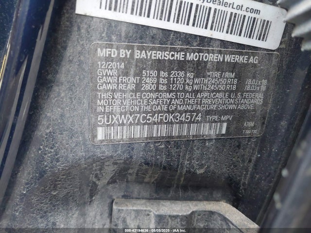 5UXWX7C54F0K34574 BMW X3 Xdrive35i