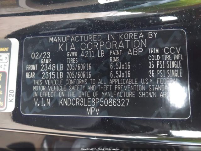 KNDCR3LE8P5086327 KIA NIRO EX