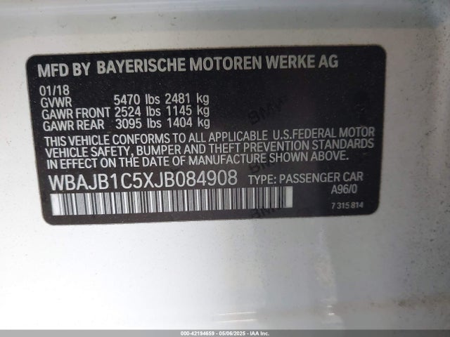 WBAJB1C5XJB084908 BMW 530e
