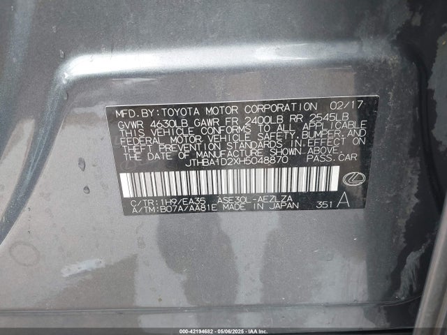 JTHBA1D2XH5048870 Lexus IS 200T