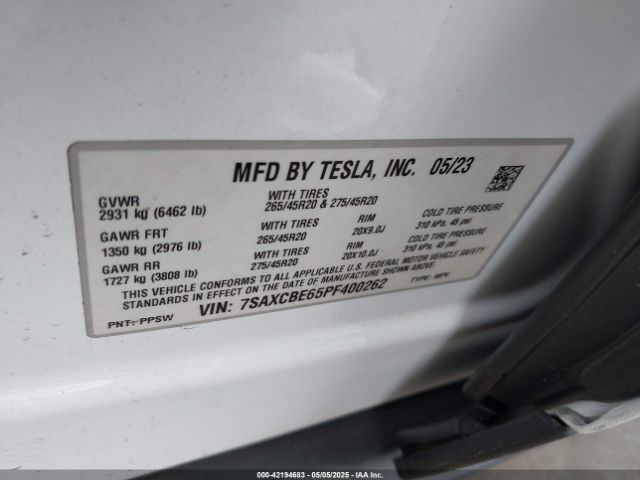 2023 TESLA MODEL X 7SAXCBE65PF400262 Photo 8