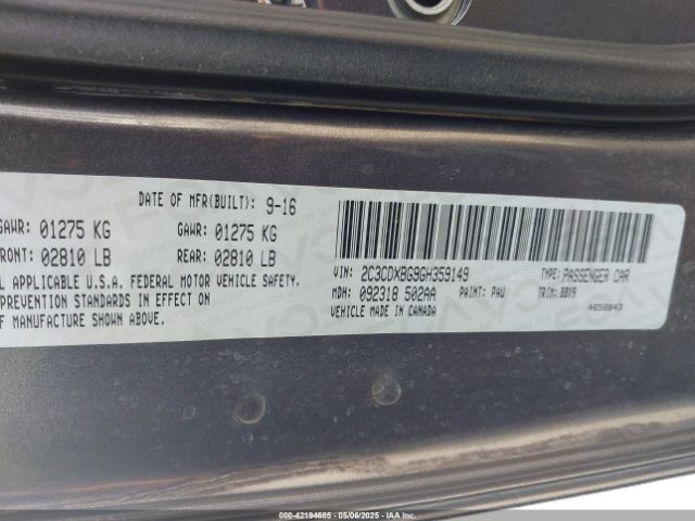 2016 DODGE CHARGER 2C3CDXBG9GH359149 Photo 8