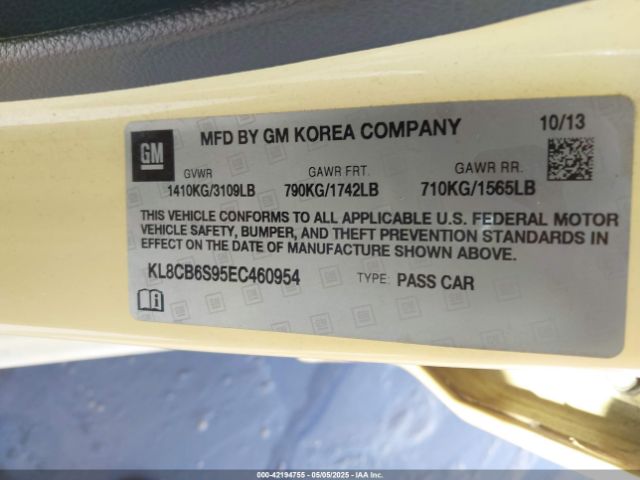 KL8CB6S95EC460954 Chevrolet Spark Ls Auto