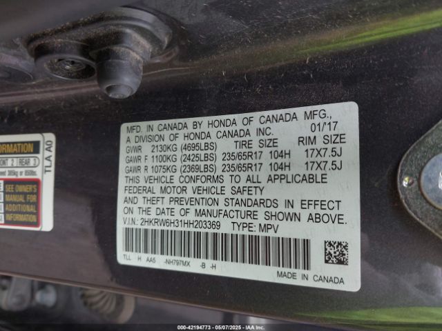 2HKRW6H31HH203369 Honda CR-V LX