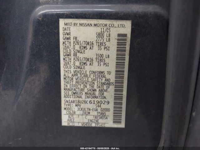 2006 NISSAN PATHFINDER 5N1AR18U26C619029 Photo 8