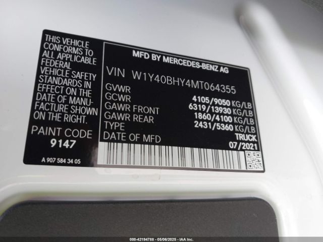 W1Y40BHY4MT064355 Mercedes-Benz Sprinter 2500 Standard Roof I4