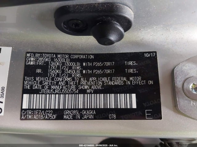 JTEBU5JR0J5505754 Toyota 1gr-fe