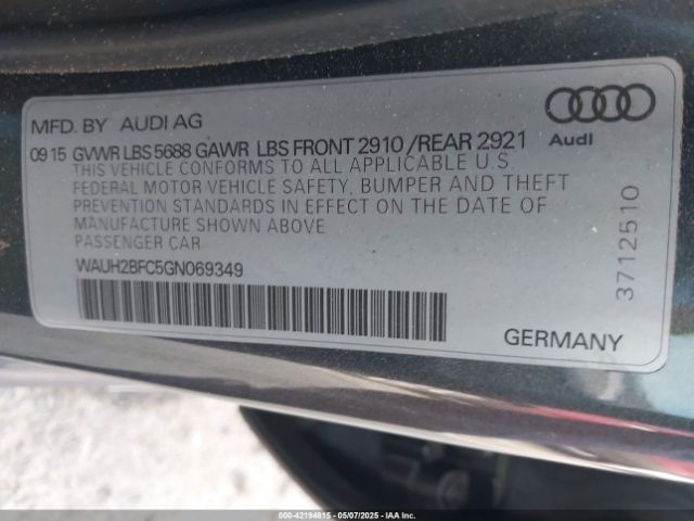 WAUH2BFC5GN069349 Audi S6 4.0t Premium Plus