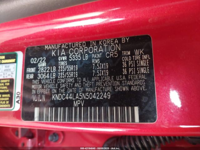 KNDC44LA5N5042249 KIA Ev6 Gt-line