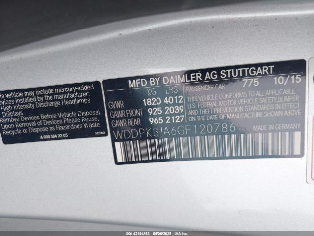 WDDPK3JA6GF120786 Mercedes-Benz Slk 300