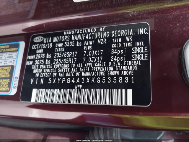 5XYPG4A3XKG535831 KIA gdi theta-ii