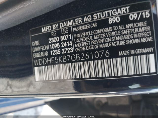 WDDHF5KB7GB261076 Mercedes-Benz E 350