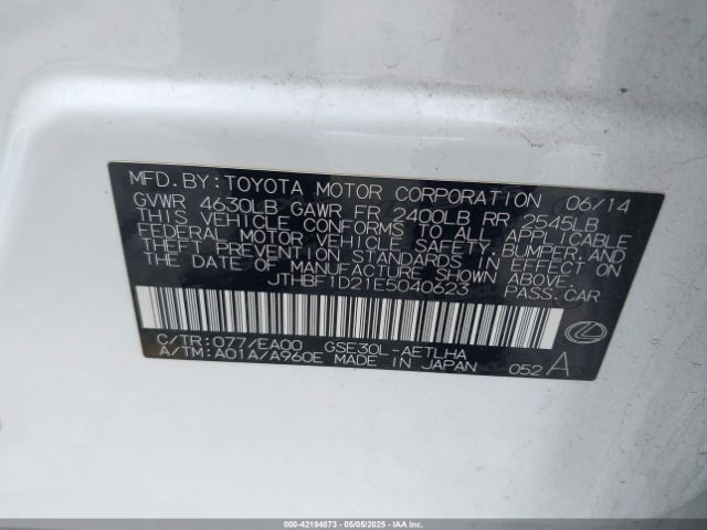 JTHBF1D21E5040623 Lexus IS 250