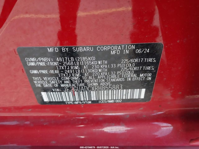 Subaru na 2024 JF2GUADCXRH855883 Image 9