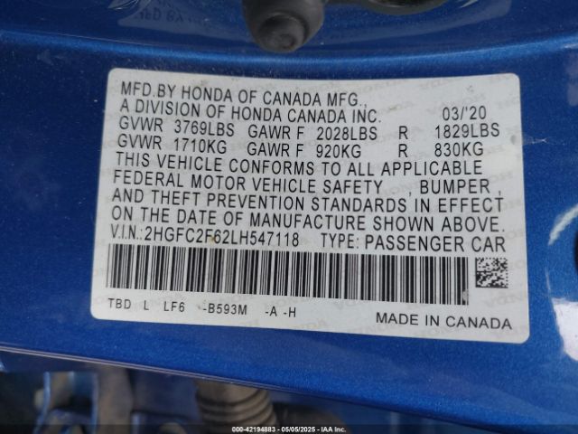 2HGFC2F62LH547118 Honda Civic Lx