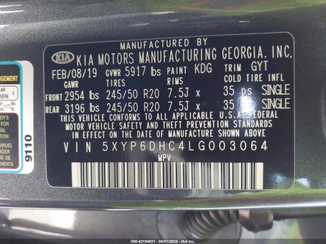 5XYP6DHC4LG003064 KIA Telluride S