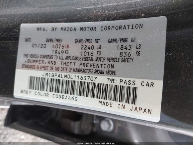2020 MAZDA MAZDA3 JM1BPALM0L1163707 Photo 8