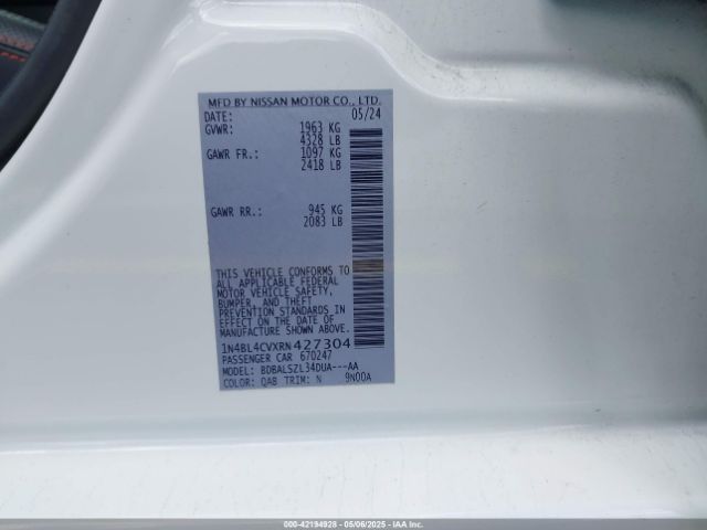 1N4BL4CVXRN427304 Nissan Altima Sr Fwd