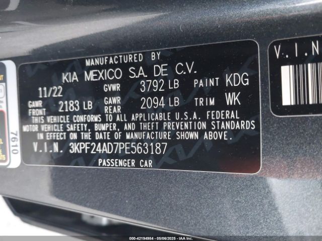 3KPF24AD7PE563187 KIA Forte Lxs