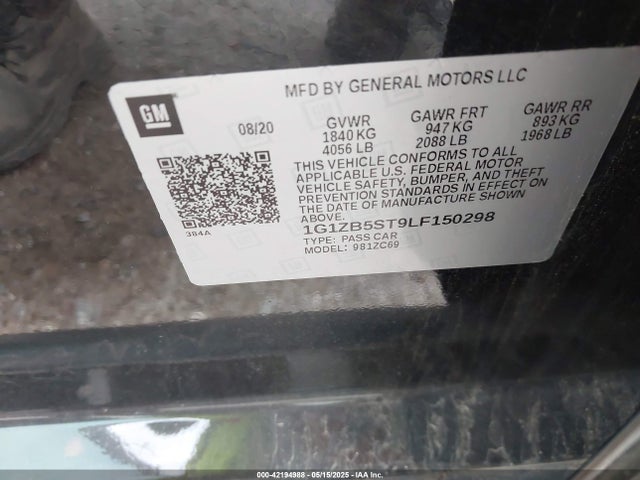 1G1ZB5ST9LF150298 Chevrolet lfv - direct injection, variable valve timing, gen 1